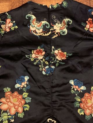 Antique Chinese Silk Embroidery Robe with Peking Knot Flowers 10