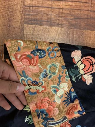 Antique Chinese Silk Embroidery Robe with Peking Knot Flowers 4