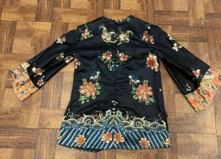 Antique Chinese Silk Embroidery Robe with Peking Knot Flowers 7