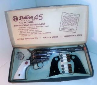 Vintage Nichols " Stallion 45 " Mark Ii Six Shooter Nr Toy Cap Gun W Orig Box