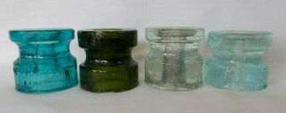 Four Colorful Old Glass Spools
