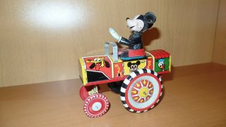 Vintage Walt Disney Productions Tin Wind - up MICKEY MOUSE CRAZY CAR 3