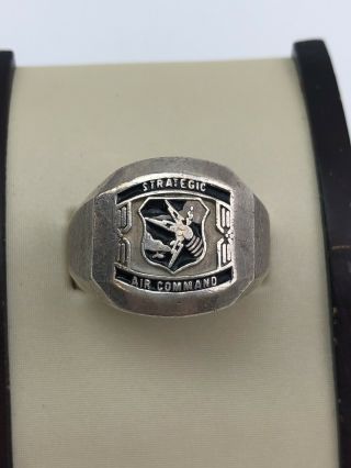 Us Air Force Strategic Air Command Sterling Silver Ring - Size 11.  5