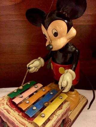 Rare 1940 - 50 Antique Linemar Tin Windup Mickey Mouse Toy NM Early Japan 10