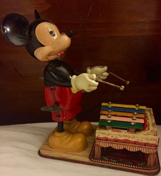 Rare 1940 - 50 Antique Linemar Tin Windup Mickey Mouse Toy Nm Early Japan