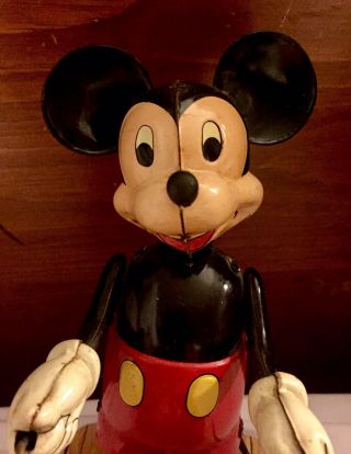 Rare 1940 - 50 Antique Linemar Tin Windup Mickey Mouse Toy NM Early Japan 4