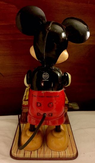 Rare 1940 - 50 Antique Linemar Tin Windup Mickey Mouse Toy NM Early Japan 5