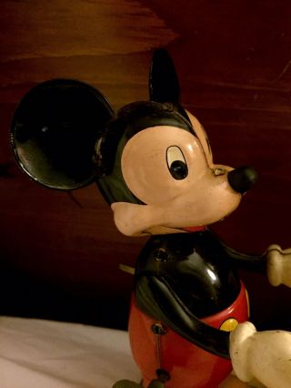 Rare 1940 - 50 Antique Linemar Tin Windup Mickey Mouse Toy NM Early Japan 7