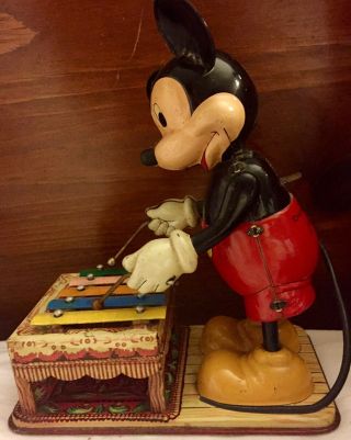 Rare 1940 - 50 Antique Linemar Tin Windup Mickey Mouse Toy NM Early Japan 8