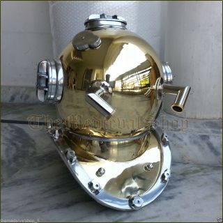 Antique Brass Scuba Deep Sea Diving Divers Helmet Mark V U.  S Navy Vintage 18 