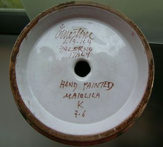 Ernestine Salerno Italy Pottery Lamp Base Vintage Signed Majolica 12 