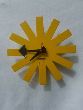 George Nelson for Howard Miller Yellow Asterisk Mid Century Wall Clock - Rare. 11