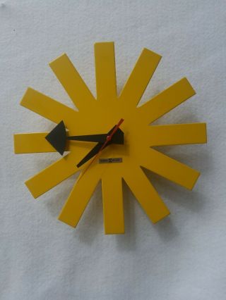 George Nelson for Howard Miller Yellow Asterisk Mid Century Wall Clock - Rare. 12