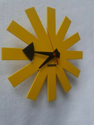 George Nelson for Howard Miller Yellow Asterisk Mid Century Wall Clock - Rare. 2