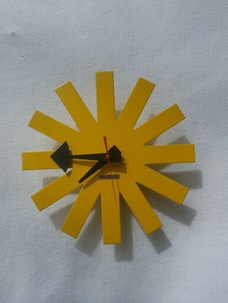 George Nelson for Howard Miller Yellow Asterisk Mid Century Wall Clock - Rare. 4