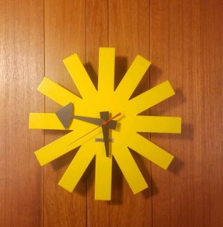 George Nelson for Howard Miller Yellow Asterisk Mid Century Wall Clock - Rare. 5