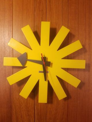 George Nelson for Howard Miller Yellow Asterisk Mid Century Wall Clock - Rare. 6