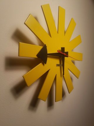 George Nelson for Howard Miller Yellow Asterisk Mid Century Wall Clock - Rare. 7