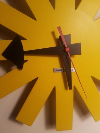 George Nelson for Howard Miller Yellow Asterisk Mid Century Wall Clock - Rare. 8