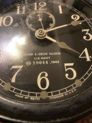 US Navy Deck Clock / Ships Clock Seth Thomas 10