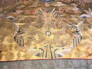 Large Antique Chinese Silk Brocade Panel With Dragons Qing 55 " X 57 "