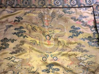 Large Antique Chinese Silk Brocade Panel With Dragons Qing 43 " X 57 "