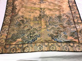 Large ANTIQUE CHINESE SILK BROCADE PANEL with DRAGONS QING 43 