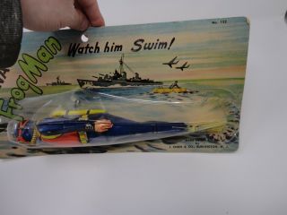Vintage 1950 ' s J.  CHEIN Tin Litho Windup Navy Frogman NOS on Card 4