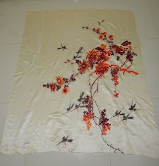 Antique Chinese Qing Dynasty Hand Embroidery Panel 142x118cm