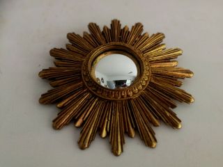 Vintage Mid Century Modern Gold Gilded French Sunburst Starburst Convex Mirror 5