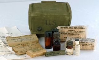 Jungle First Aid Kit - Pouch,  Contents & Inventory Sheet 1945 Army Usmc 1st Aid