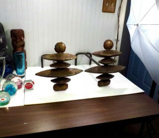 Rare Vintage Mid Century Modern Alberto Giacometti Style Handwrought Andirons