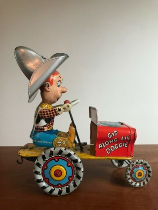 1930’s Unique Art Rodeo Joe Crazy Car Tin Wind - Up Toy - &