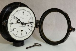 Vintage CHELSEA CLOCK CO US Government (Navy) 24 hour dial with Key 3