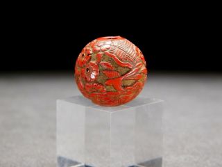 Fine Tsuishu Urushi - Nuri Ojime Bead Netsuke 19thc Japanese Edo Antique For Inro