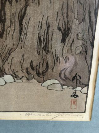 Antique Signed 1937 Hiroshi Yoshida Japanese Woodblock Print - Misty Day In Nikko 3