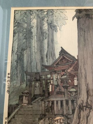 Antique Signed 1937 Hiroshi Yoshida Japanese Woodblock Print - Misty Day In Nikko 7