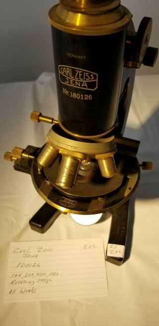 Carl Zeiss Jena Antique Microscope with rotating stage 6