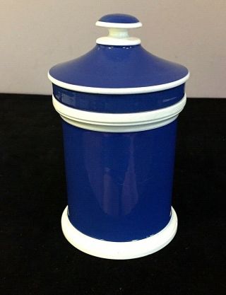 Rare Antique Lidded Apothecary Jar - Blue And White Porcelain - Glazed - 19thc