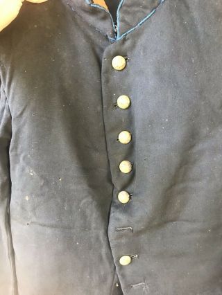 Civil War Frock Jacket Coat 9 Button Volunteers Infantry Union Battle Worn Wool 9