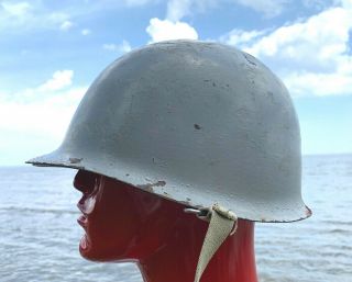 Ww2 Us Army Navy M1 Swivel Bale Rimless Helmet Shell Wwii Sewn - On Chinstrap 1942