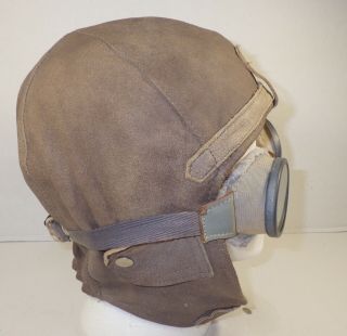 WEST GERMAN LUFTWAFFE LEATHER FLYING HELMET & GOGGLES LEONHARD 4005 MEERBUSCH 2