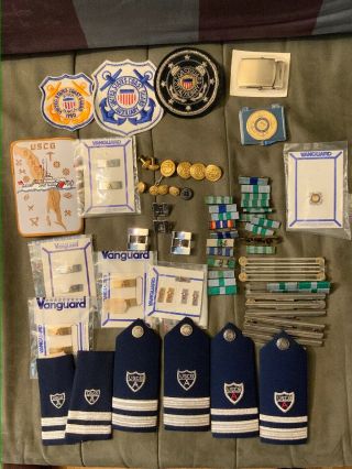 Vintage Us Coast Guard Auxiliary Bars,  Shoulder Boards,  Patches,  Buttons & More