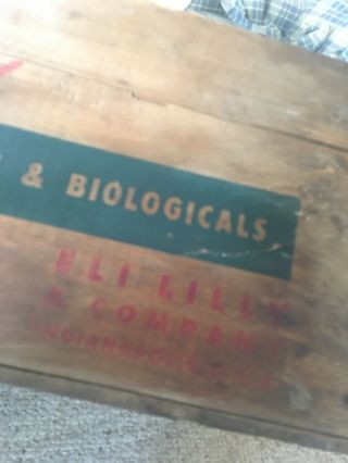 Huge Antique Pharmaceuticals Biologicals Wood Box Eli Lilly Indianapolis Rare