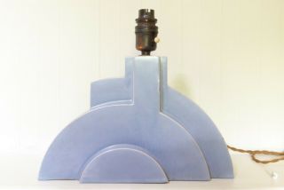 Art - Deco Blue - Table Lamp Base - Candy Ware - Mains Bc Bayonet Cap.  26cm Tall