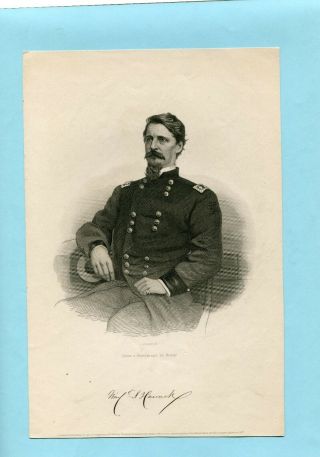 1860 - 1870 Engraving Union General Winfield Scott Hancock 9 X 6 Inch