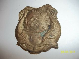 Vintage ? Navy Divers Helmet Fish Solid Brass ? Plaque Look & Buy