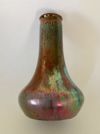 BACS iridescent ceramic vase,  Art Nouveau / 1900,  Massier era & style,  irisé 3