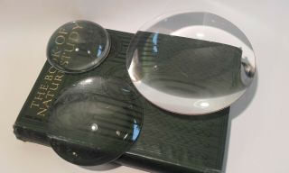 Three x 3 Large Antique Scientific / Magnifying Glass Lenses / Lens.  1.  15 cm d. 2