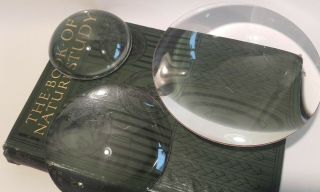 Three x 3 Large Antique Scientific / Magnifying Glass Lenses / Lens.  1.  15 cm d. 7